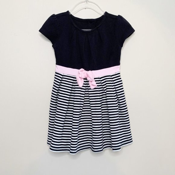 Gymboree Other - Gymboree Short Sleeves Striped Bow Dress 2T Black